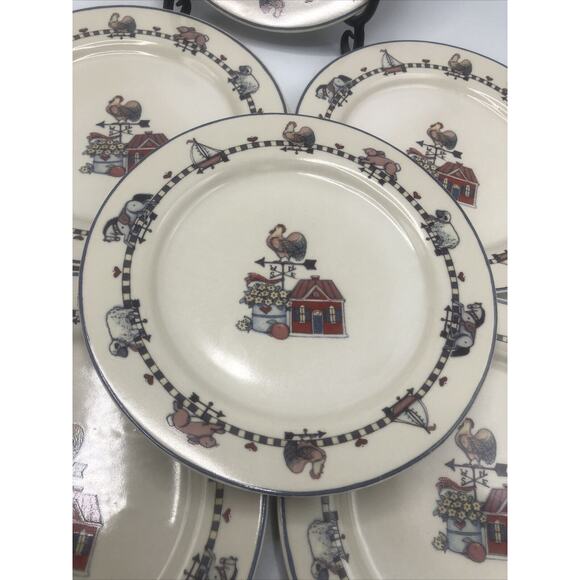 6 International Tableworks Windy Hill by Susan Winget 7.5" Luncheon Plates SET - Picture 3 of 10